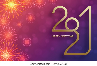 Happy New Year festive pattern with fireworks concept on color background for invitation card, Merry Christmas, Happy new Year 2021, greeting cards, poster or web banner