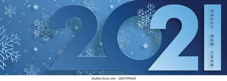 Happy New Year festive pattern with Christmas balls and snowflakes concept on color background for invitation card, Merry Christmas, Happy new Year 2021, greeting cards, poster or web banner