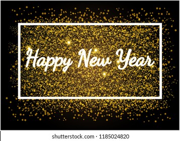 Happy new year festive season with gold glitter background, Vector for ESP 10 greeting design template