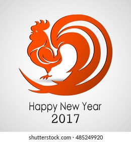 Happy New Year. Fire rooster. Greeting Card design. Vector eps 10