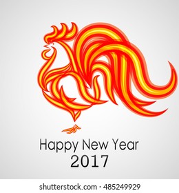 Happy New Year. Fire rooster background. Greeting Card design. Vector eps 10