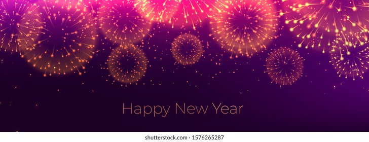 happy new year firework celebration banner design