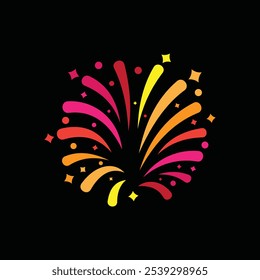Gelukkig Nieuwjaar Vuurwerk Logo Design Inspiratie