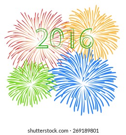 Happy new year fireworks 2016 holiday background design