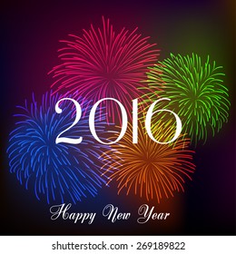 Happy new year fireworks 2016 holiday background design