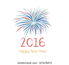 Happy new year fireworks 2016 holiday background design