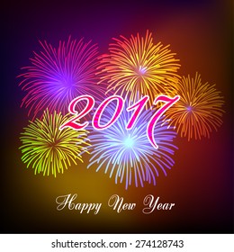 Happy new year fireworks 2017 holiday background design