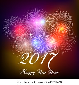 Happy new year fireworks 2017 holiday background design