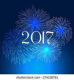 Happy new year fireworks 2017 holiday background design