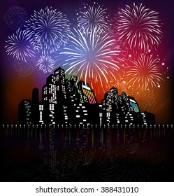 Happy new year fireworks 2017 holiday background design