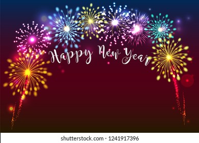 Happy New Year, fireworks background with space for text. illustration vector.