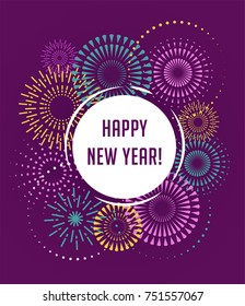 Happy New Year, Fireworks and celebration background, poster, banner 