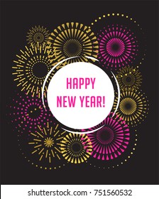 Happy New Year, Fireworks and celebration background, poster, banner 