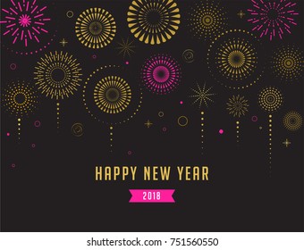 Happy New Year, Fireworks and celebration background, poster, banner 