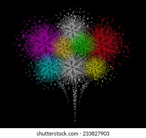 happy new year with fireworks colorful