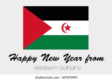 A Happy New Year Flag Illustration of the country of Western Sahara