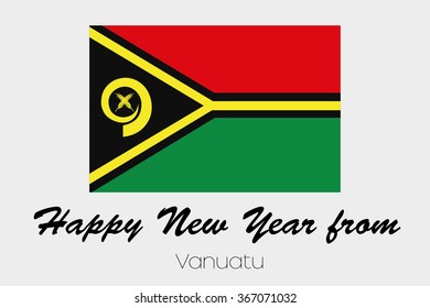 A Happy New Year Flag Illustration of the country of Vanuatu