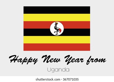 A Happy New Year Flag Illustration of the country of Uganda