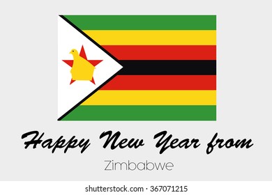 A Happy New Year Flag Illustration of the country of Zimbabwe