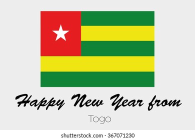 A Happy New Year Flag Illustration of the country of Togo