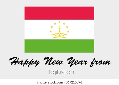 A Happy New Year Flag Illustration of the country of Tajikistan