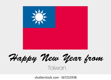 A Happy New Year Flag Illustration of the country of Taiwan