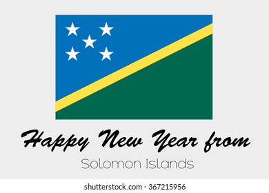 A Happy New Year Flag Illustration of the country of Solomon Islands