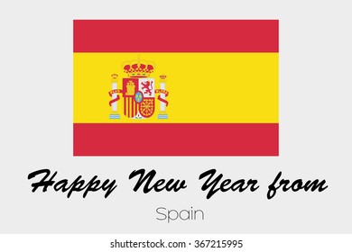 A Happy New Year Flag Illustration of the country of Spain