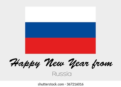 A Happy New Year Flag Illustration of the country of Russia