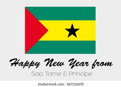 A Happy New Year Flag Illustration of the country of Sao Tome E Principe