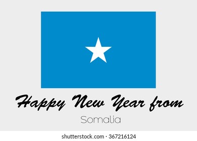 A Happy New Year Flag Illustration of the country of Somalia