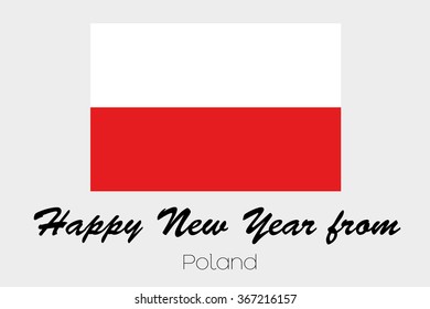 A Happy New Year Flag Illustration of the country of Poland