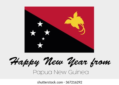 A Happy New Year Flag Illustration of the country of Papua New Guinea