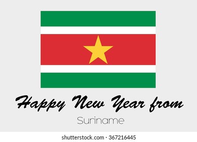 A Happy New Year Flag Illustration of the country of Suriname