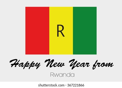 A Happy New Year Flag Illustration of the country of Rwanda