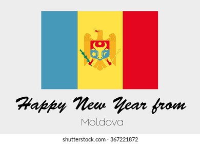 A Happy New Year Flag Illustration of the country of Moldova