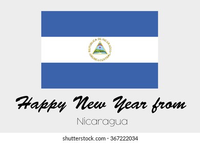 A Happy New Year Flag Illustration of the country of Nicaragua