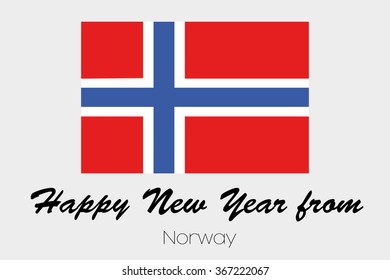 A Happy New Year Flag Illustration of the country of Norway