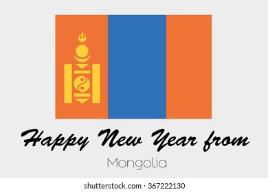 A Happy New Year Flag Illustration of the country of Mongolia