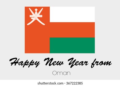 A Happy New Year Flag Illustration of the country of Oman