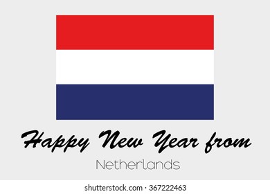 A Happy New Year Flag Illustration of the country of Netherlands