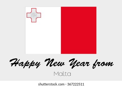 A Happy New Year Flag Illustration of the country of Malta