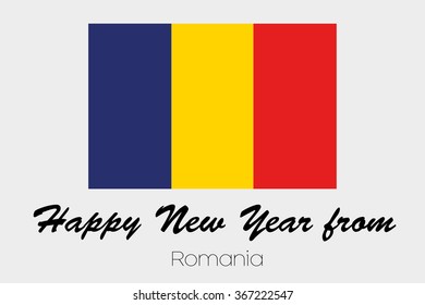 A Happy New Year Flag Illustration of the country of Romania