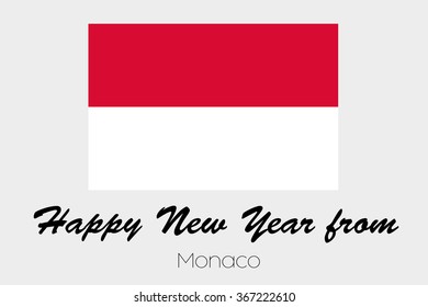 A Happy New Year Flag Illustration of the country of Monaco