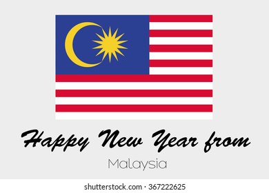 A Happy New Year Flag Illustration of the country of Malaysia