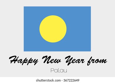 A Happy New Year Flag Illustration of the country of Palau