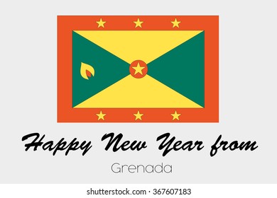 A Happy New Year Flag Illustration of the country of Grenada