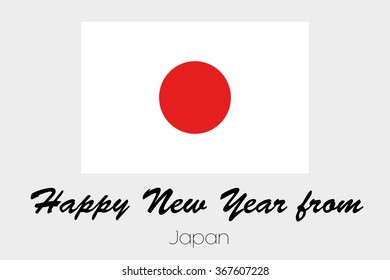 A Happy New Year Flag Illustration of the country of Japan