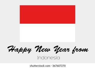 A Happy New Year Flag Illustration of the country of Indonesia