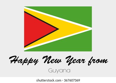 A Happy New Year Flag Illustration of the country of Guinea